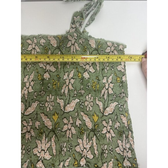 Aerie Jungle Thrills‎ Green Floral Smocked Crop Tank Top, Ruffle Straps in Large - Picture 5 of 8